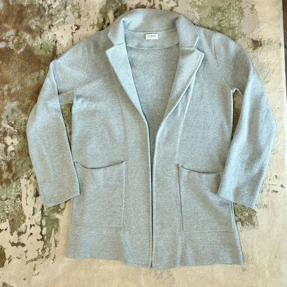J Crew Sophie Open Front Sweater Blazer Sz S Heather Gray